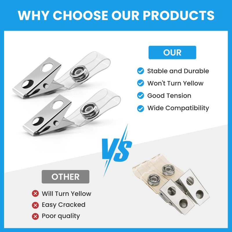 Easytle 30 Pcs Metal Badge Clips with Clear PVC Straps ID Strap Clip Double Holes Badge Holder Clips ID Clip for Badges, Work Badges - Image 4